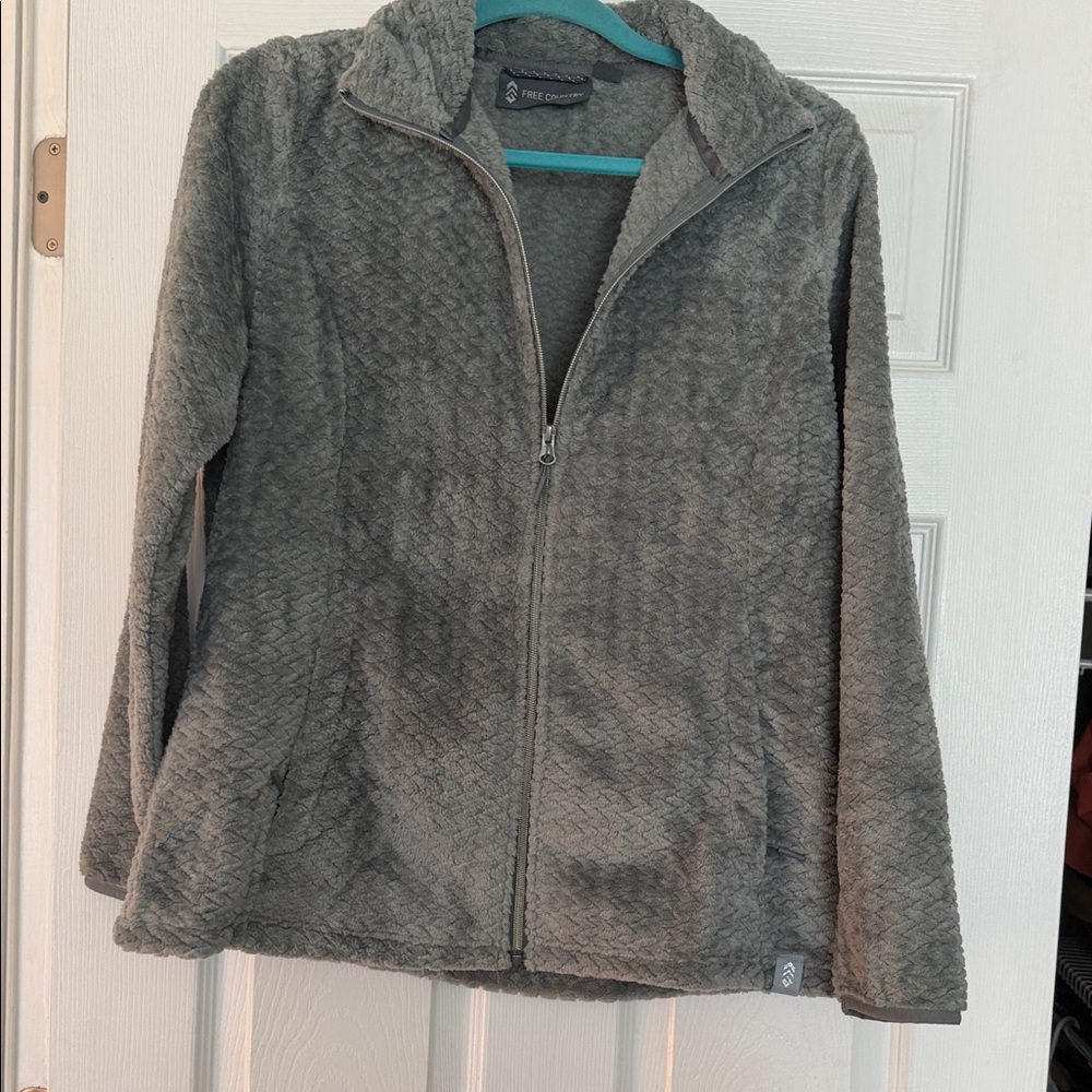 Free Country Women's Gray Patterned Teddy Jacket